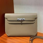 KELLY DEPECHES EPSOM CK18 ETOUPE GREY SILVER HARDWARE 25CM FULL HANDMADE