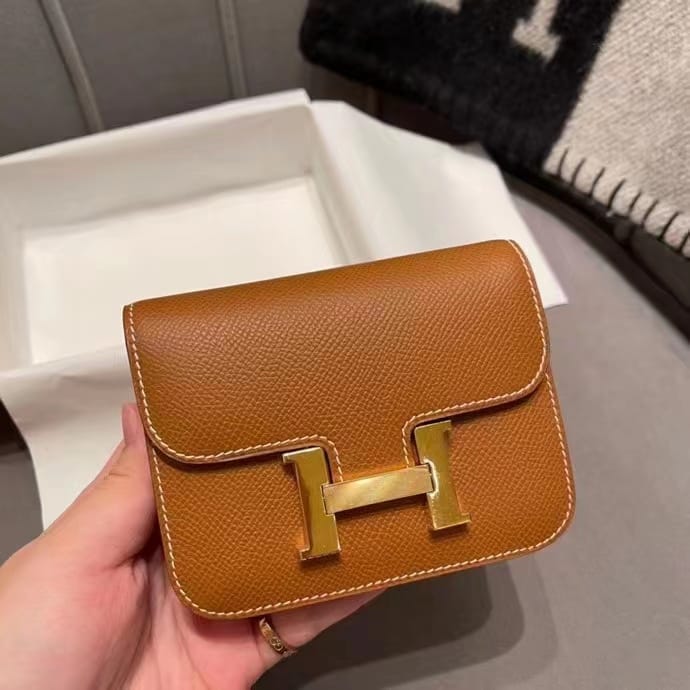 Constance Slim Epsom Ck37 Gold Brown Gold Hardware Full Handmade