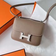 MINI CONSTANCE EPSOM CK18 ETOUPE GREY SILVER HARDWARE PHW 14CM FULL HANDMADE