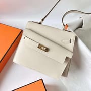 KELLY DESORDRE EPSOM CK10 CREAMY WHITE GOLD HARDWARE GHW 20CM FULL HANDMADE