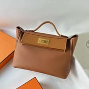 KELLY 2424 MAURICE & SWIFT CK37 GOLDEN BROWN GOLD HARDWARE 29CM FULL HANDMADE GHW