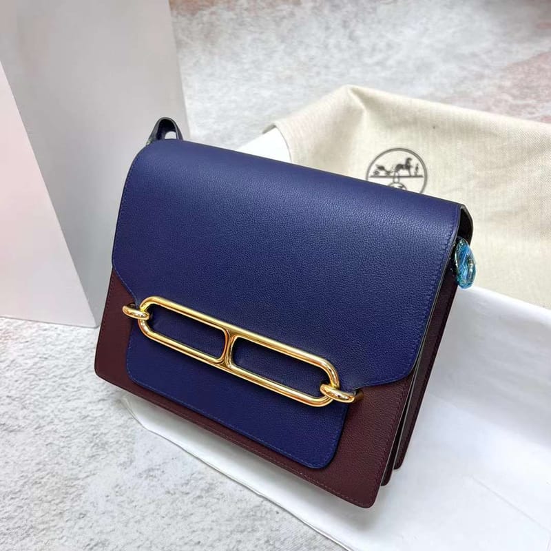 Roulis 23cm Evercolor Ck73 Gem Blue & 0g Saddle Red Gold Hardware Ghw Full Handmade