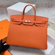 BIRKIN TOGO CK93 ORANGE & ROSE PURPLE SILVER HARDWARE PHW 40CM FULL HANDMADE