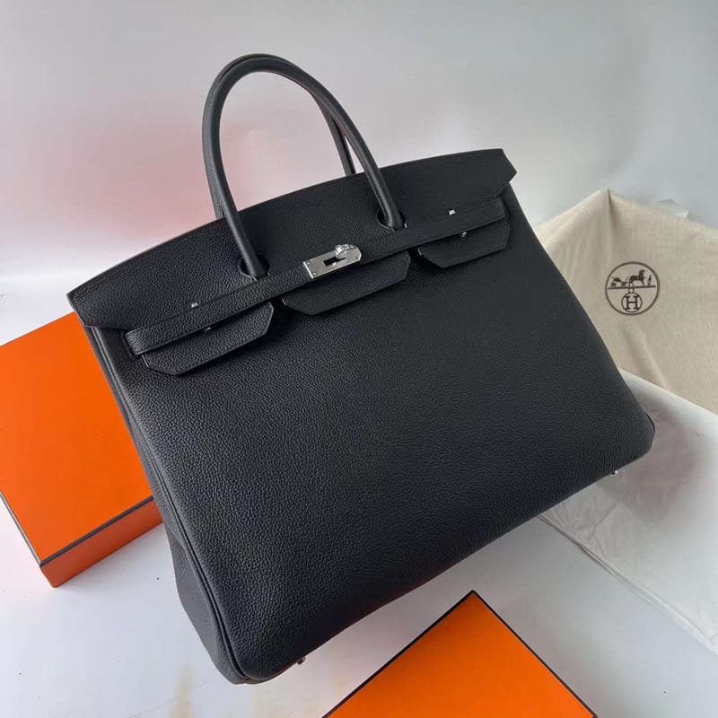 BIRKIN TOGO CK89 BLACK SILVER HARDWARE PHW 40CM FULL HANDMADE