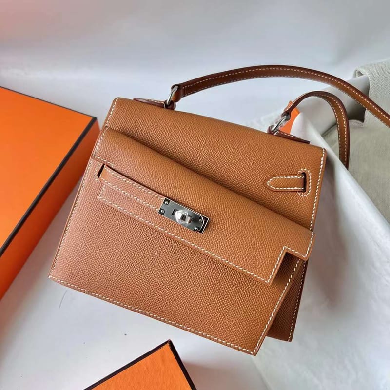 Kelly Desordre 20cm Epsom Ck37 Golden Brown Silver Hardware Phw Full Handmade