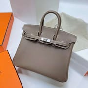 BIRKIN TOGO CK18 ETOUPE GREY SILVER HARDWARE PHW 25CM FULL HANDMADE