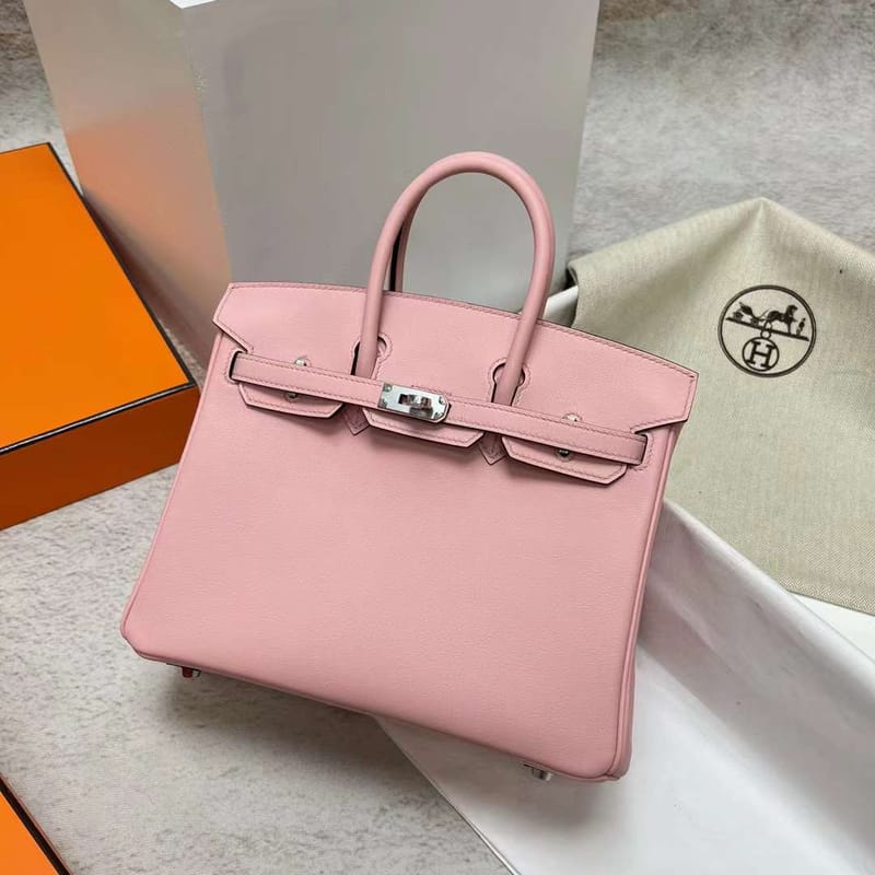BIRKIN SWIFT 3Q NEW PINK SILVER HARDWARE PHW 25CM FULL HANDMADE
