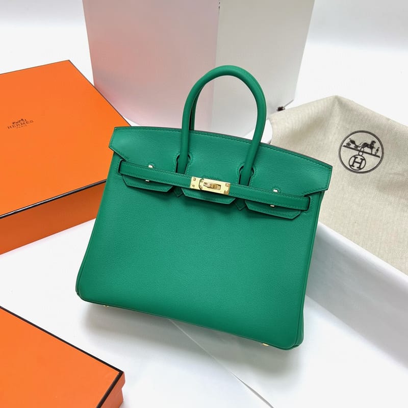 BIRKIN SWIFT U4 VELVET GREEN GOLD HARDWARE GHW 25CM FULL HANDMADE