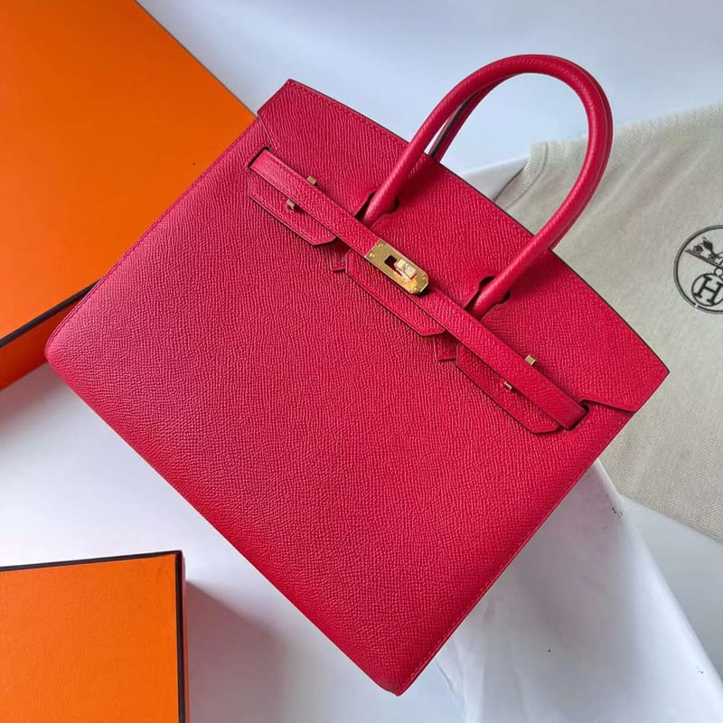 BIRKIN SELLIER EPSOM Q5 BRIGHT RED GOLD HARDWARE GHW 25CM FULL HANDMADE