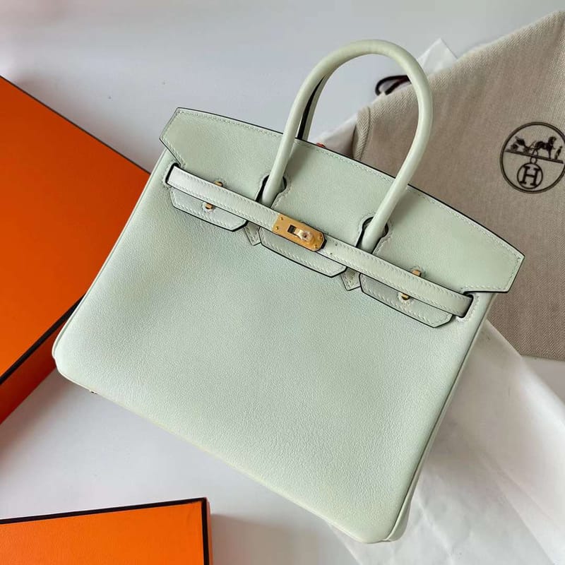 Birkin Swift 0S Light Green Gold Hardware Ghw 25cm Full Handmade