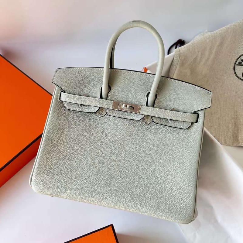 BIRKIN TOGO 0W ICE GREY SILVER HARDWARE PHW 25CM FULL HANDMADE