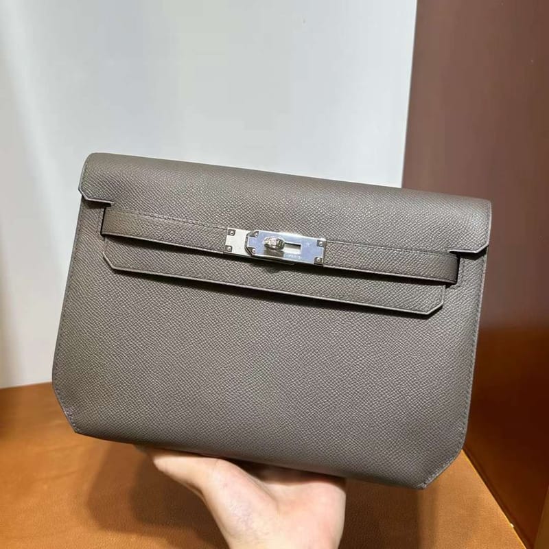 KELLY DEPECHES EPSOM 8F TINWARE GREY SILVER HARDWARE 25CM FULL HANDMADE PHW