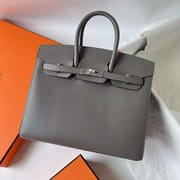 BIRKIN SELLIER EPSOM 0L GREY SILVER HARDWARE PHW 25CM FULL HANDMADE