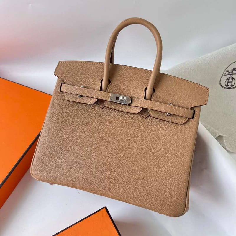 BIRKIN TOGO 0M TEA KHAKI SILVER HARDWARE PHW 25CM FULL HANDMADE