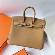 BIRKIN TOGO 4B BISCUITS KHAKI & T0 LIGHT BLUE SILVER HARDWARE PHW 25CM FULL HANDMADE