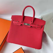 BIRKIN TOGO S3 BRIGHT RED SILVER HARDWARE PHW 25CM FULL HANDMADE