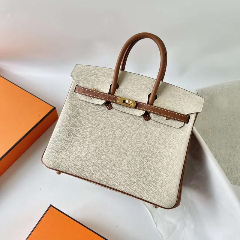 Birkin 25cm Togo Ck10 Craie & Ck37 Gold Ghw