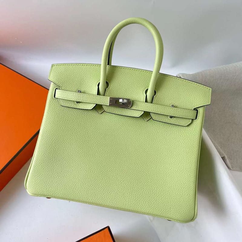 BIRKIN TOGO Y6 SPROUT GREEN SILVER HARDWARE PHW 25CM FULL HANDMADE