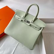 BIRKIN SWIFT 0S LIGHT GREEN SILVER HARDWARE 25CM FULL HANDMADE PHW