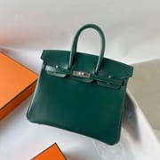 BIRKIN BOXCALF CK67 DARK GREEN SILVER HARDWARE 25CM FULL HANDMADE PHW