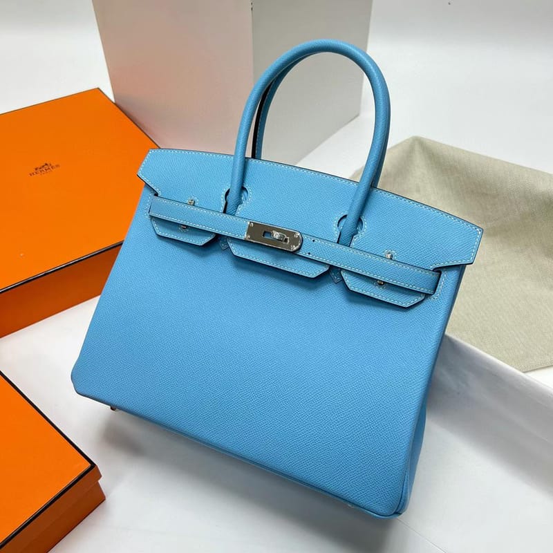 BIRKIN EPSOM 7N CANDY BLUE SILVER HARDWARE PHW 30CM FULL HANDMADE