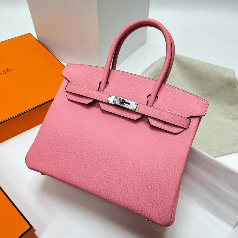 BIRKIN EPSOM 1Q CREAMY PINK SILVER HARDWARE PHW 30CM FULL HANDMADE