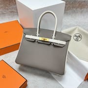 BIRKIN TOGO GRIS ASHPITE & CREAMY WHITE GOLD HARDWARE GHW 30CM FULL HANDMADE