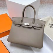 BIRKIN SWIFT M8 GRIS ASHPITE SILVER HARDWARE PHW 30CM FULL HANDMADE