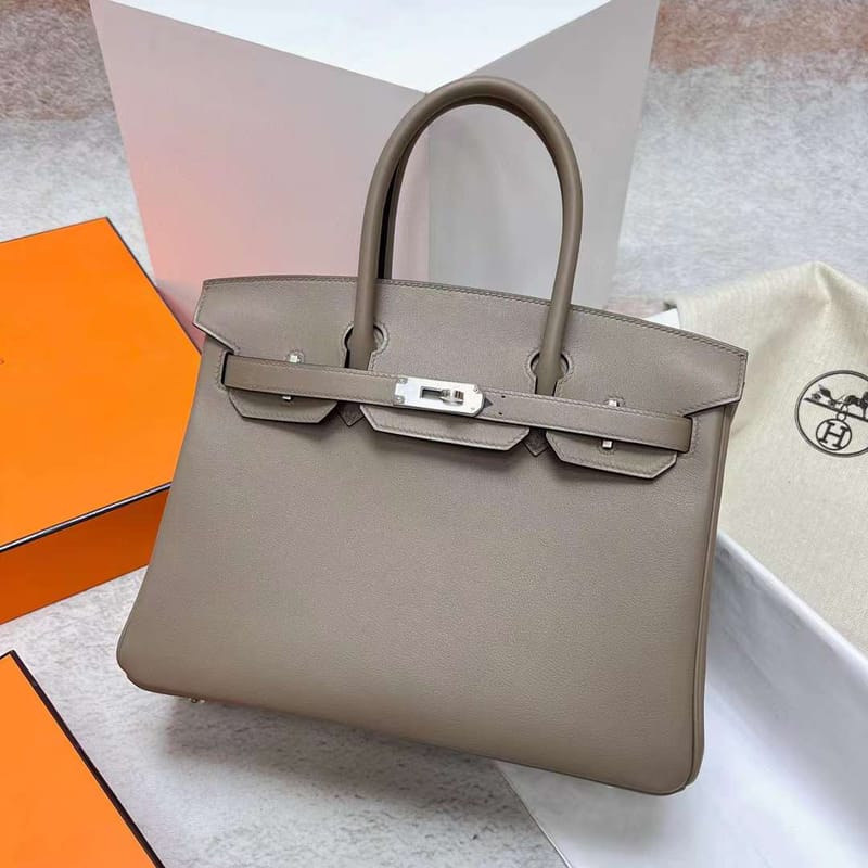 BIRKIN SWIFT M8 GRIS ASHPITE SILVER HARDWARE PHW 30CM FULL HANDMADE
