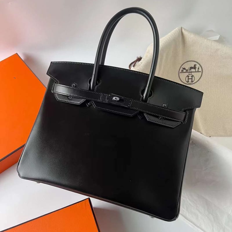 BIRKIN BOXCALF SO BLACK CK89 BLACK BLACK BUCKLE PHW 30CM FULL HANDMADE