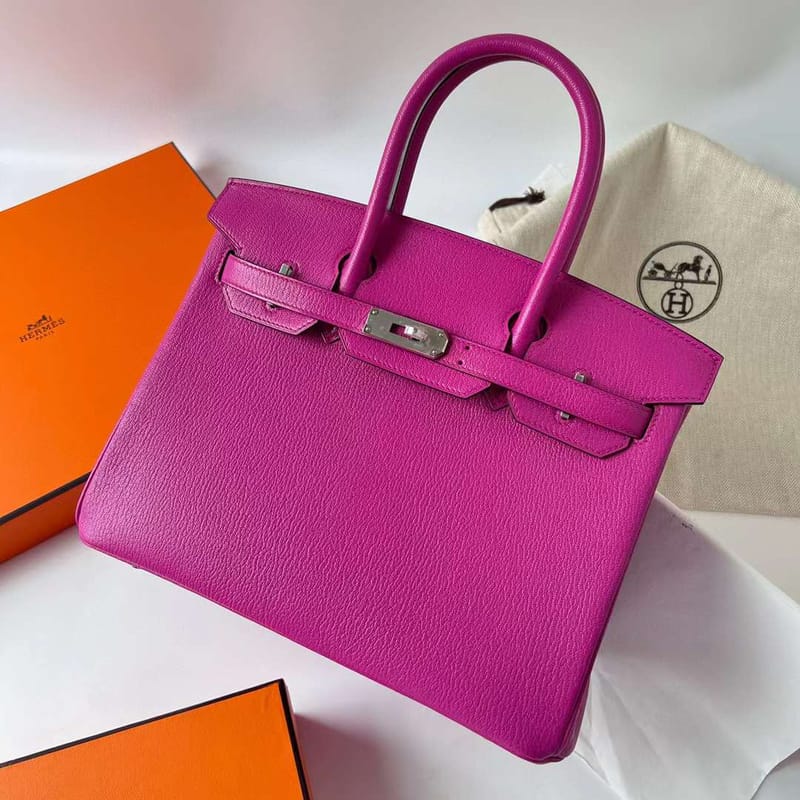 BIRKIN CHEVRE L3 ROSE PURPLE SILVER HARDWARE PHW 30CM FULL HANDMADE