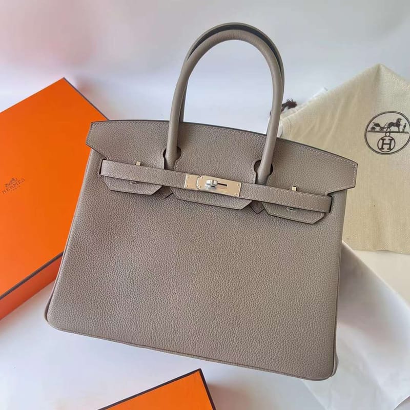 BIRKIN TOGO M8 GRISS ASPHALTE SILVER HARDWARE PHW 30CM FULL HANDMADE