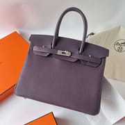 BIRKIN TOGO CK59 GRAPE PURPLE SILVER HARDWARE PHW 30CM FULL HANDMADE