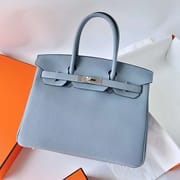 BIRKIN TOGO J7 LINEN BLUE & D0 KHAKI SILVER HARDWARE PHW 30CM FULL HANDMADE