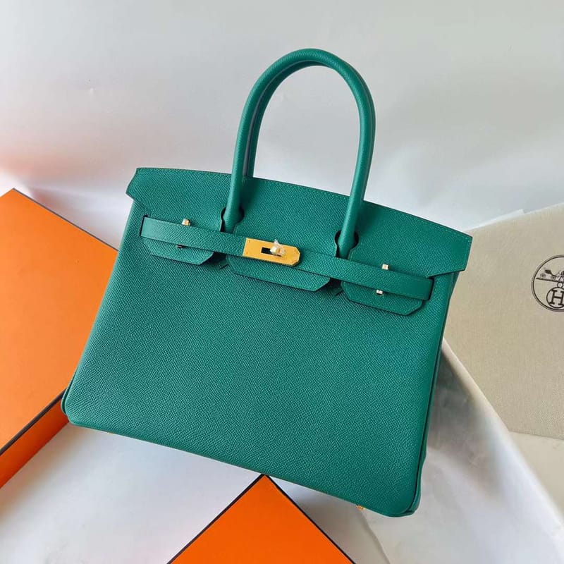 BIRKIN EPSOM Z6 MALACHITE GREEN GOLD HARDWARE 30CM FULL HANDMADE GHW