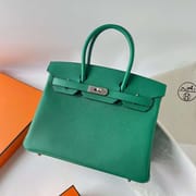 BIRKIN EPSOM U4 VELVET GREEN SILVER HARDWARE 30CM FULL HANDMADE PHW