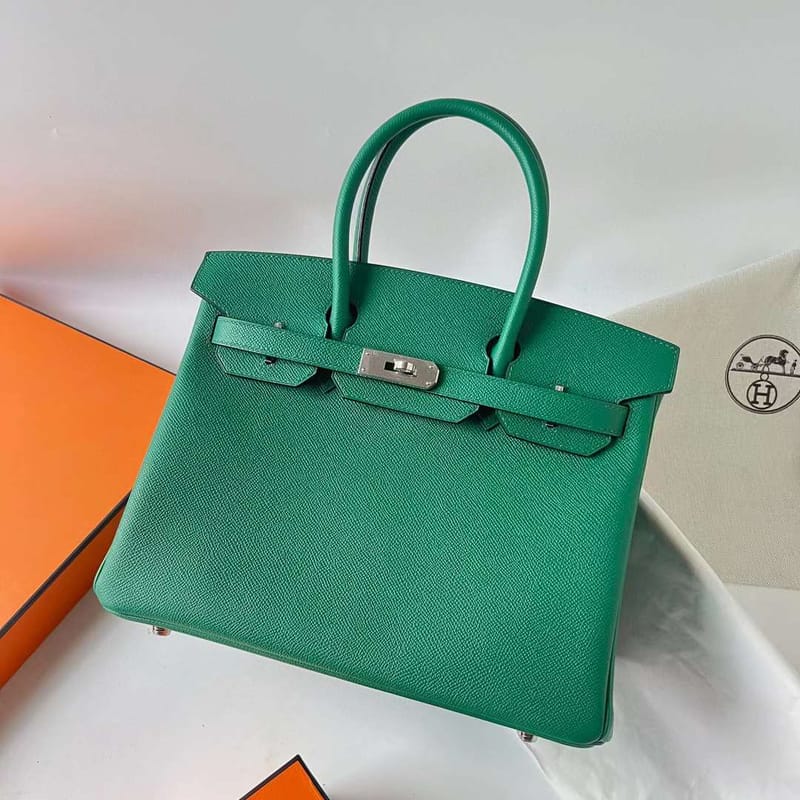 BIRKIN EPSOM U4 VELVET GREEN SILVER HARDWARE 30CM FULL HANDMADE PHW
