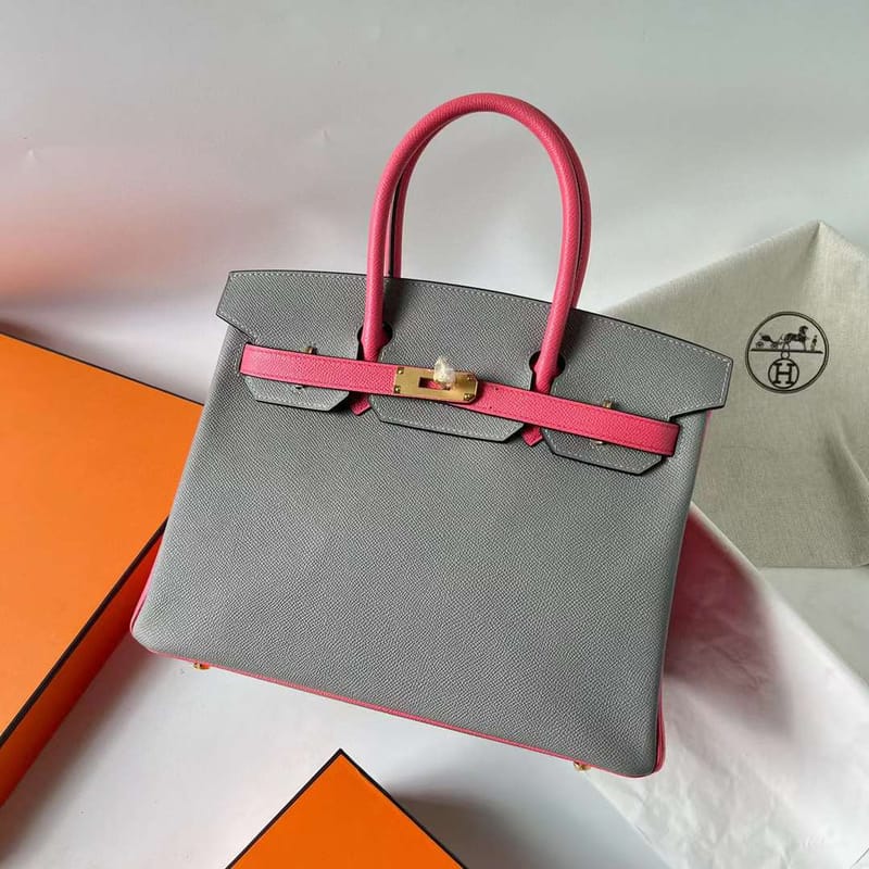 Birkin 30cm Epsom 4Z Gris Mouette & 8W Rose Lipstick Ghw