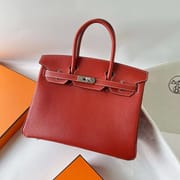 BIRKIN CHEVRE BRICK RED SILVER HARDWARE 30CM FULL HANDMADE PHW