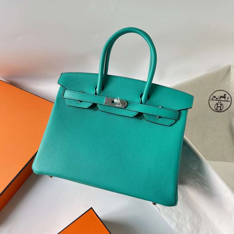 BIRKIN EPSOM U1 VERONA GREEN SILVER HARDWARE 30CM FULL HANDMADE PHW