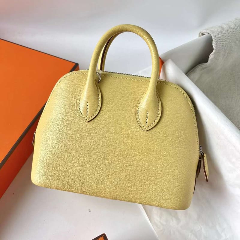 MINI BOLIDE CHEVRE 0Y LEMON YELLOW SILVER HARDWARE PHW 19CM FULL HANDMADE