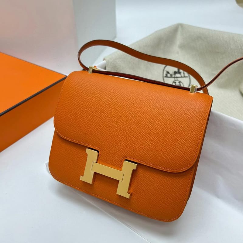 CONSTANCE EPSOM CK93 ORANGE GOLD HARDWARE GHW 18CM FULL HANDMADE