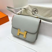 CONSTANCE CHEVRE CK80 PEARL GREY & 4B KHAKI GOLD HARDWARE GHW 18CM FULL HANDMADE