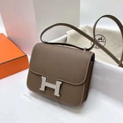 CONSTANCE EPSOM CK18 ETOUPE GREY SILVER HARDWARE PHW 18CM FULL HANDMADE