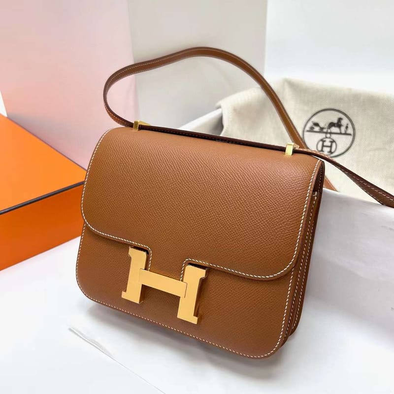 CONSTANCE EPSOM CK37 GOLDEN BROWN GOLD HARDWARE GHW 18CM FULL HANDMADE