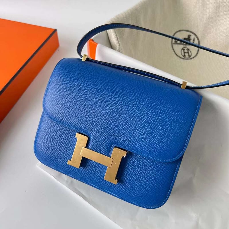 CONSTANCE EPSOM CK71 FRENCH BLUE GOLD HARDWARE GHW 18CM FULL HANDMADE
