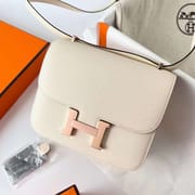 CONSTANCE EPSOM I2 CREAMY WHITE ROSE GOLD HARDWARE RGHW 19CM FULL HANDMADE