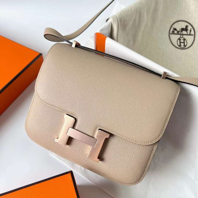 Constance 18cm Epsom S2 Trench Grey & Apricot Rose Gold Hardware Rghw Full Handmade