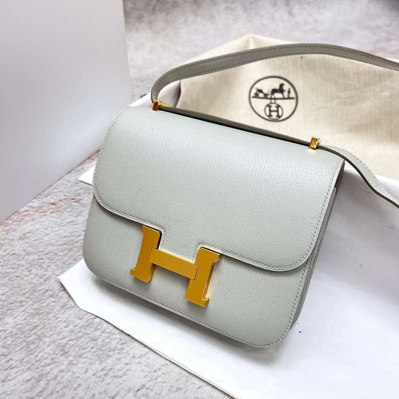 CONSTANCE CHEVRE CK80 PEARL GREY GOLD HARDWARE GHW 18CM FULL HANDMADE