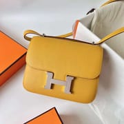 CONSTANCE EPSOM 9D AMBER YELLOW SILVER HARDWARE PHW 18CM FULL HANDMADE
